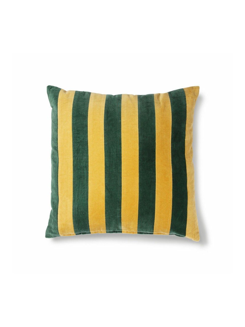 COUSSIN BANDES VERT ET JAUNE 50X50