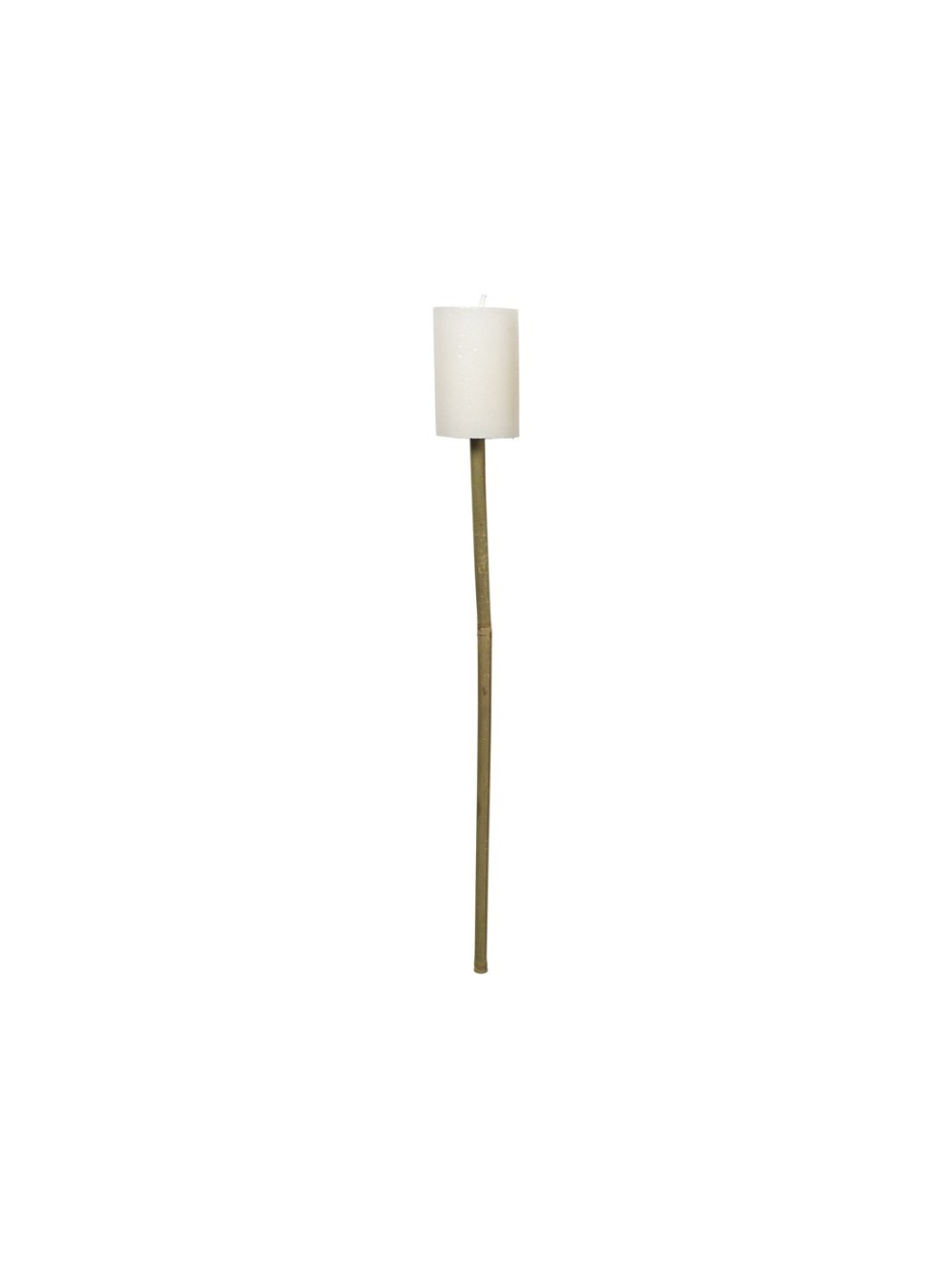 TORCHE BATON BAMBOU BLANC BASE METAL