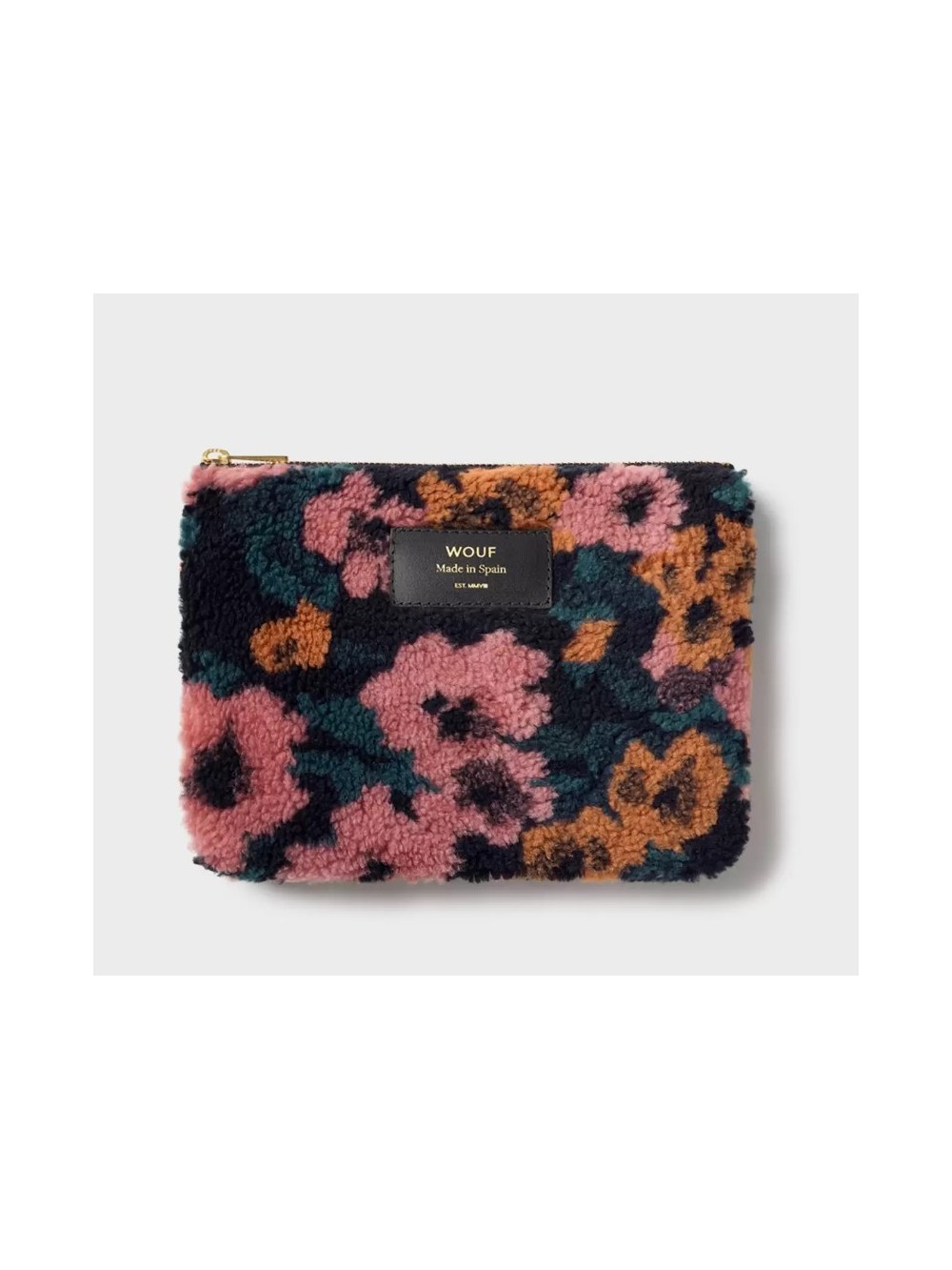Pochette moumoute noir et rose L.24cm H.17cm