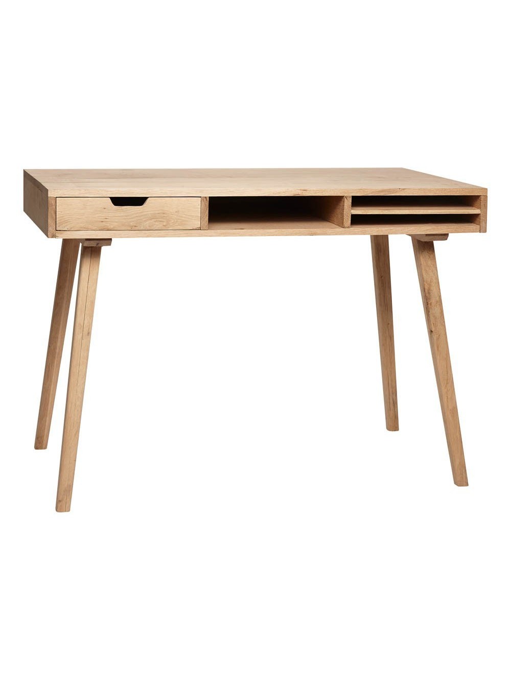 BUREAU EN CHENE NATUREL AVEC COMPARTIMENTS 110X57 H.78CM