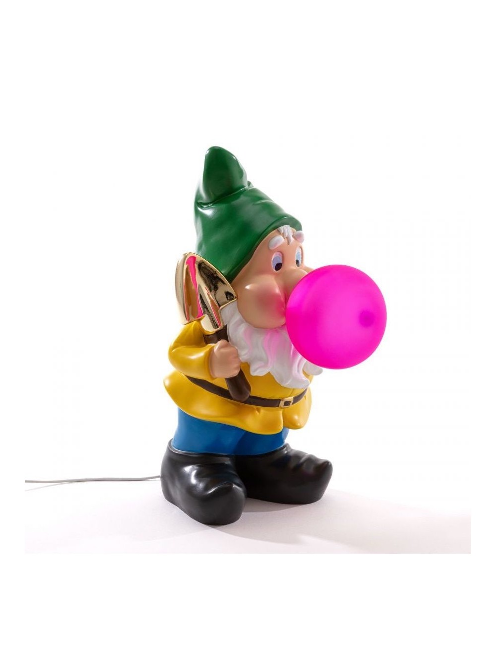 GUMMY WORKING Lampe à poser nain de jardin bonnet vert USB H42cm