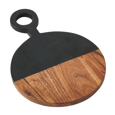 PLANCHE RONDE ANNEAU BOIS NATUREL/NOIR D20CM