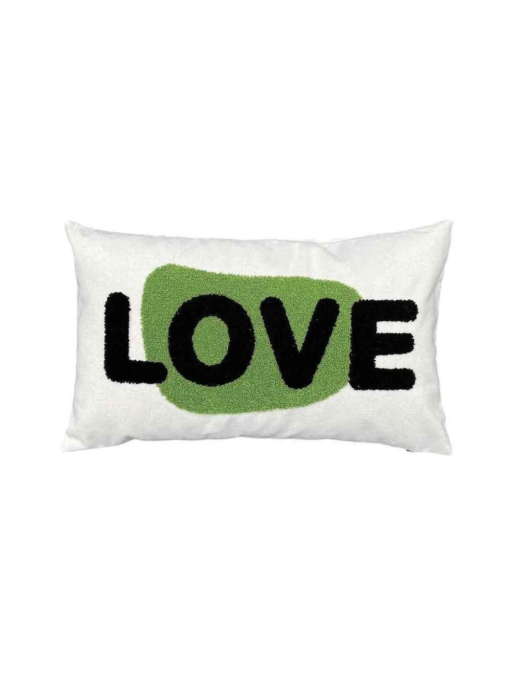 COUSSIN TOILE LOVE VERT 30X50CM