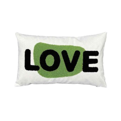 COUSSIN TOILE LOVE VERT 30X50CM