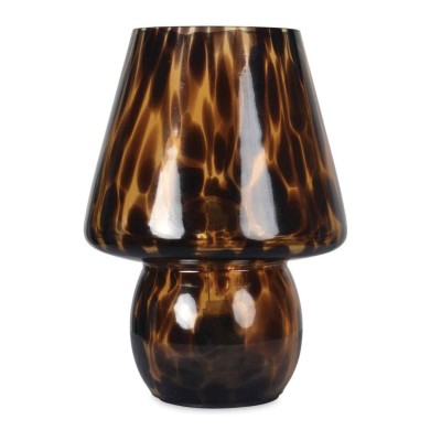 LAMPE DECORATIVE LEOPARD BRUN A PILES D13,5 H18cm