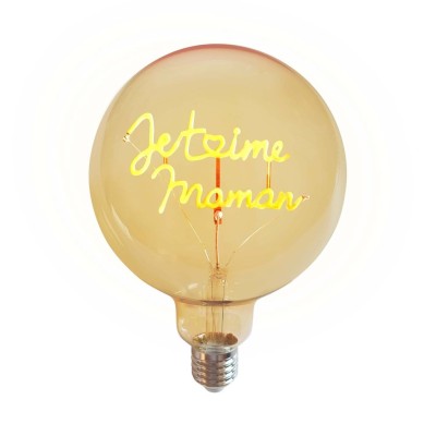 Ampoule LED mot Je t'aime maman E27 ambre D12,5 H18CM