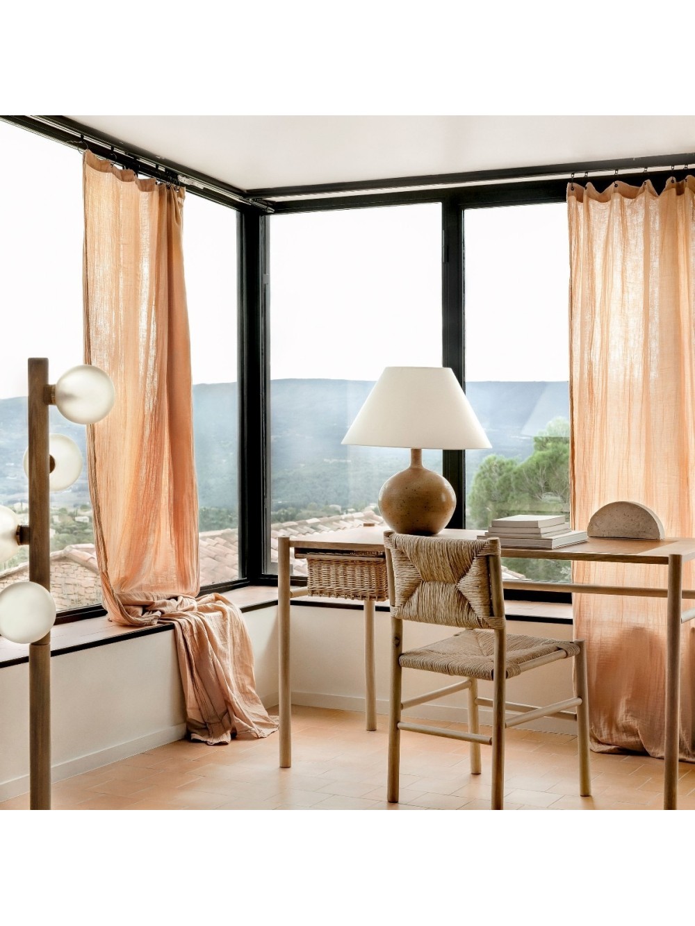 RIDEAUX COTON DILI 120X280 BLANC