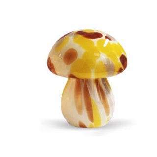 Lampe décorative champi tacheté poudrée à piles D13,5 H15,5cm