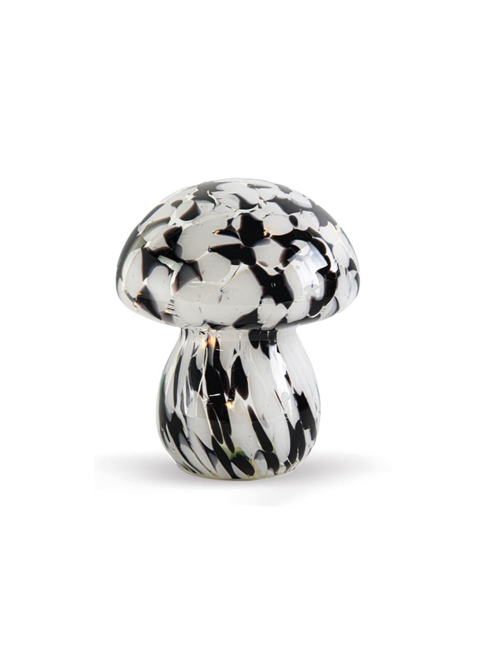 Lampe décorative champi tacheté noire à piles D13,5 H15,5cm