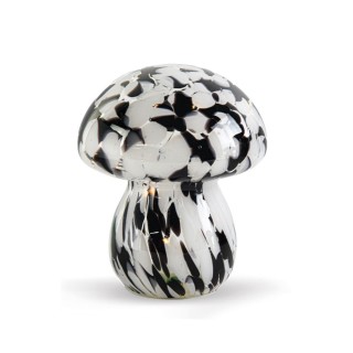 Lampe décorative champi tacheté noire à piles D13,5 H15,5cm