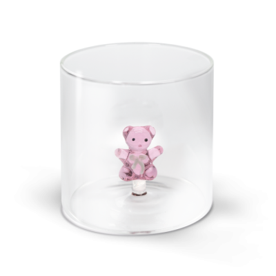 Gobelet en verre - Ours rose