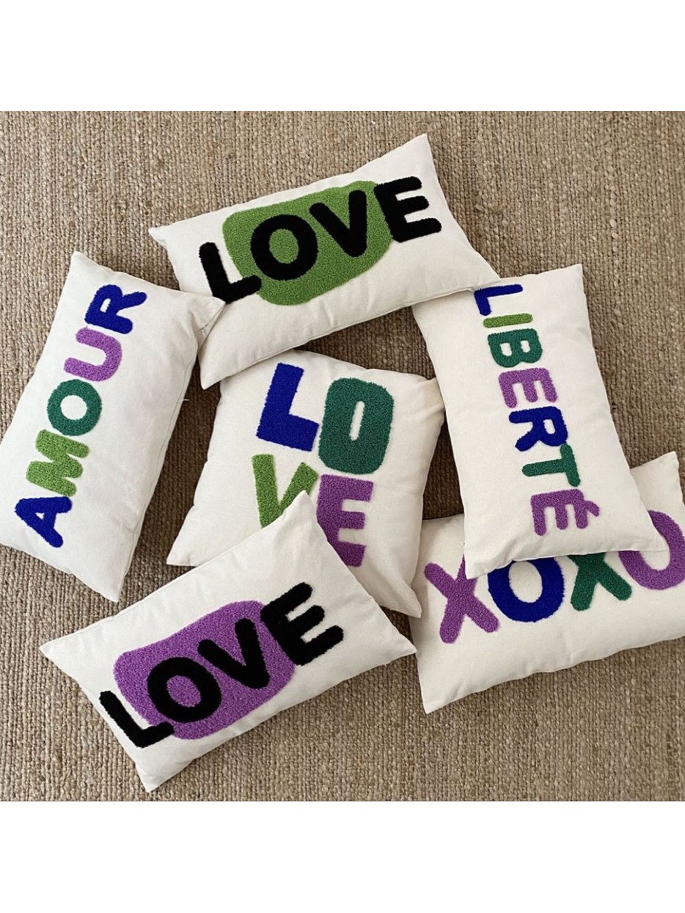 Coussin Liberté vert et violet - Influence