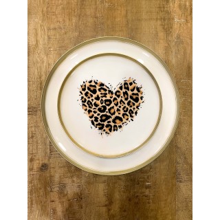 PLATEAU COEUR LEOPARD ROND MM dia 23cm