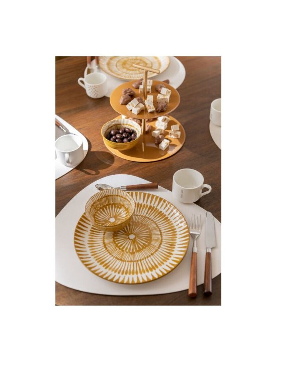 Assiette Jam Porcelaine Blanc/Ocre