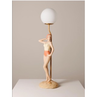 Lampe Baigneuse corail et globe Hauteur58  Diamètre25.5 cm