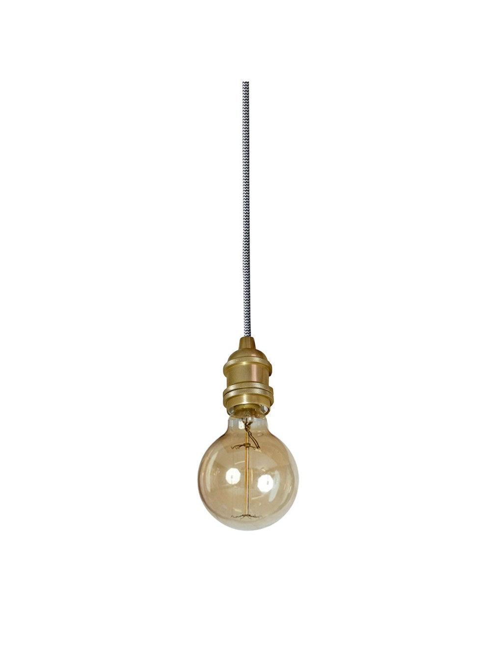 SUSPENSION DOUILLE VINTAGE  LAITON SATINE 6X6CM