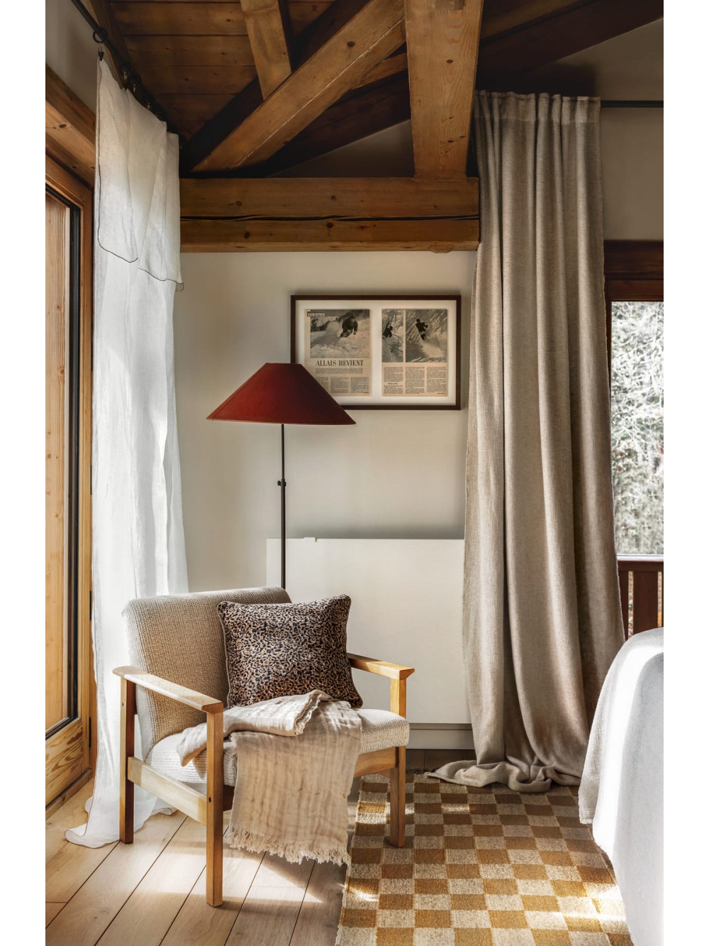 Rideau effet tweed finition ruflette 130x280cm - California