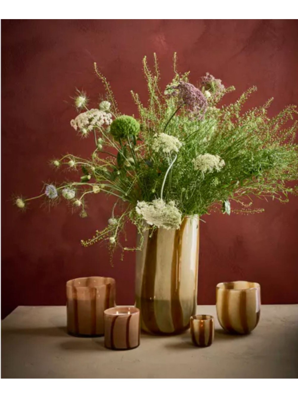 CANNES - vase/photophore - verre - DIA 19 x H 37 cm - ambre