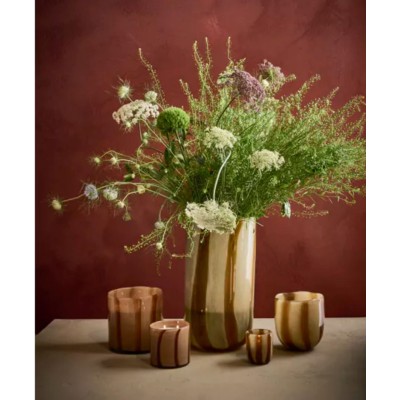 CANNES - vase/photophore - verre - DIA 19 x H 37 cm - ambre