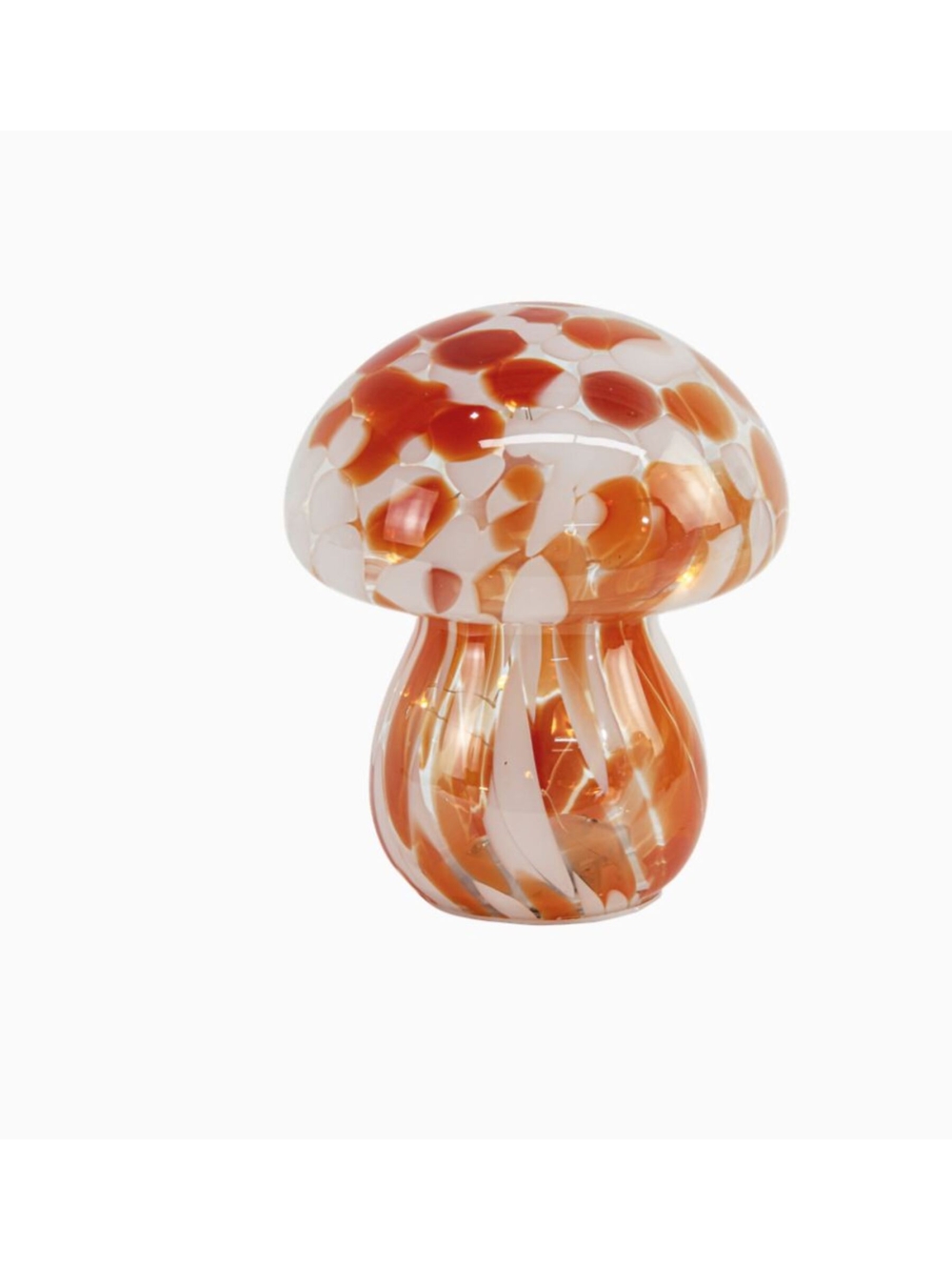 Déco LED champi tacheté orange à piles D13,5 H15,5cm