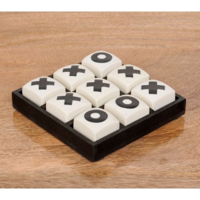 Jeu morpion OXO blanc & noir P:13 cm Lar:13 cm