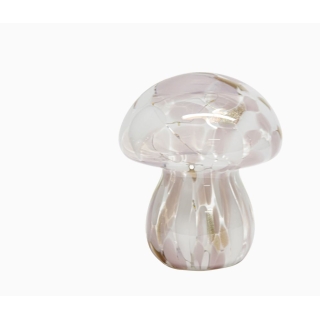 Déco LED champi tacheté rose à piles D13,5 H15,5cm