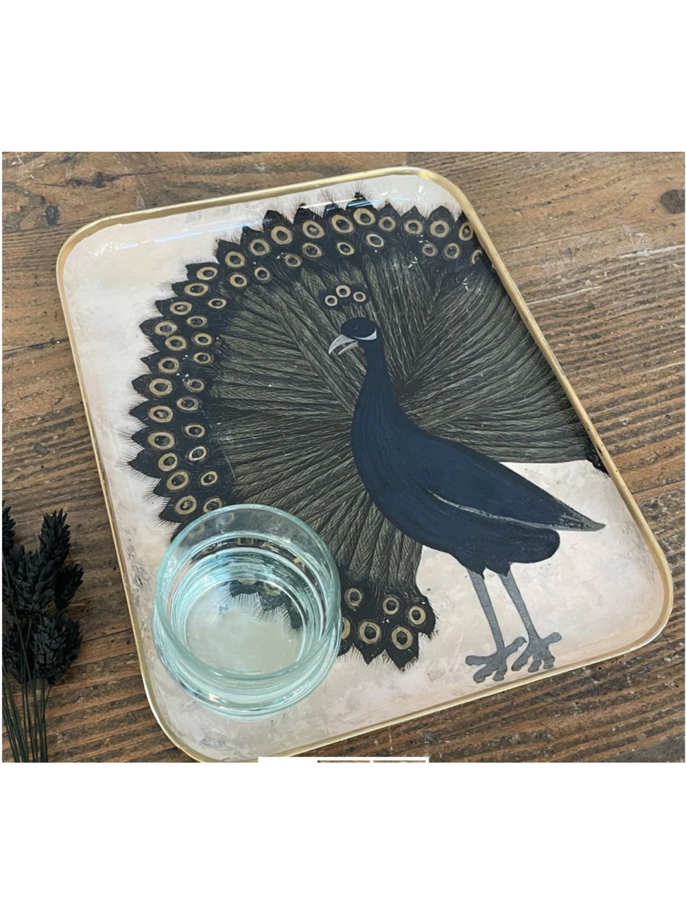 Demi plateau - Paon  24,5 x 19 cm, H 1 cm