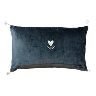 Coussin 30x50 cm - Velours COEUR CARB0NNE