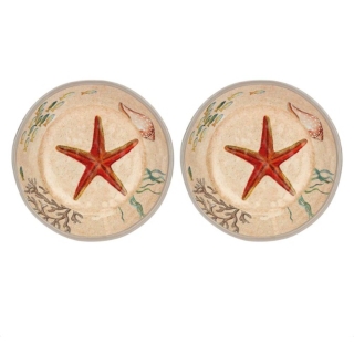 Set de deux  d’assiettes creuses, Sea Life - Mélamine, Ø 19,5 cm