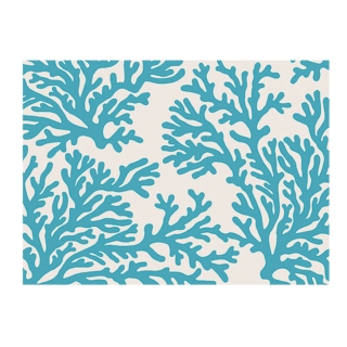 SET DE TABLE VINYLE 33x45 - KANALI BLUE CORAUX BLANC SUR FOND TURQUOISE  - PDV 03090