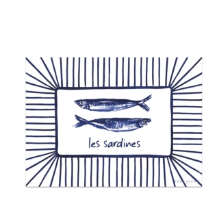SET DE TABLE VINYLE PODEVACHE Y 33x45 - SARDA SARDINE BLEUE - PDV 06258