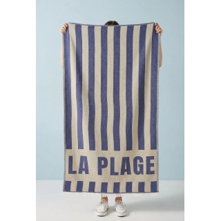 Serviette de plage LA PLAGE  100% coton rayée  - 90X100cm - 350gr
