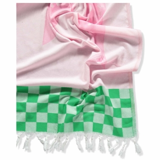 Serviette de plage SARDINE 100% coton rayée dessin Poisson  - 90X185cm - 420gr
