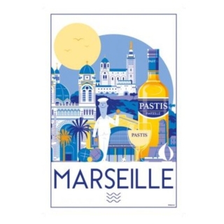 Torchon Marseille Blanc 48 x 72 cm