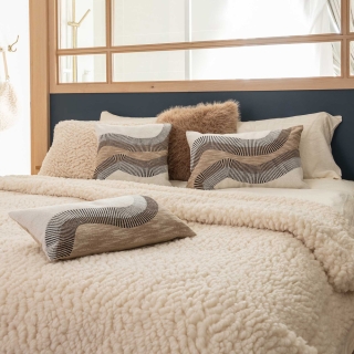 Coussin brodé Hiro Naturel/Galet 30 x 50cm