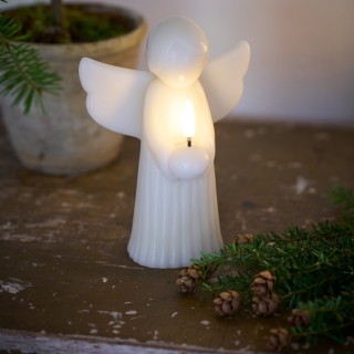Bougie led H15 cm gris huître  - Ange