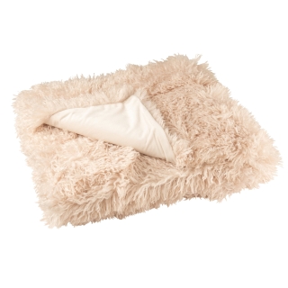 COUVERTURE FAUSSE FOURRURE BEIGE 180x180cm - Moutie