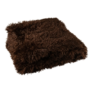 COUVERTURE FAUSSE FOURRURE MARRON FONCE 180x180cm - Moutie