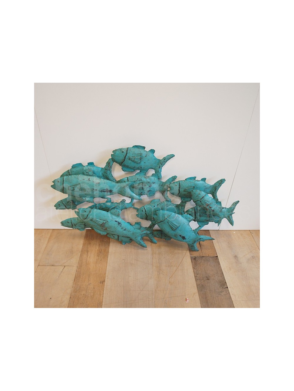 BANC DE POISSONS MURAL EN METAL