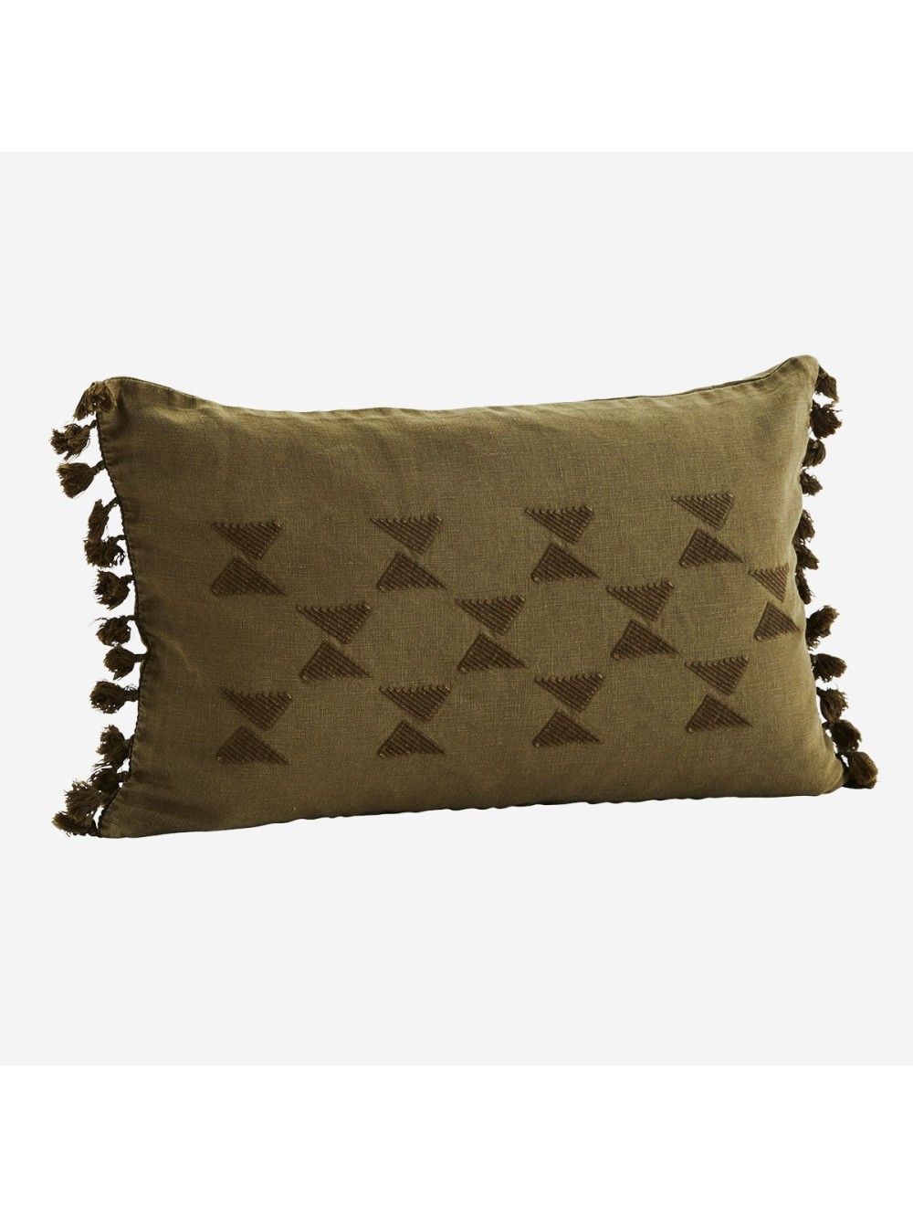 COUSSIN BRODERIE ET POMPONS 30X50 TABAC