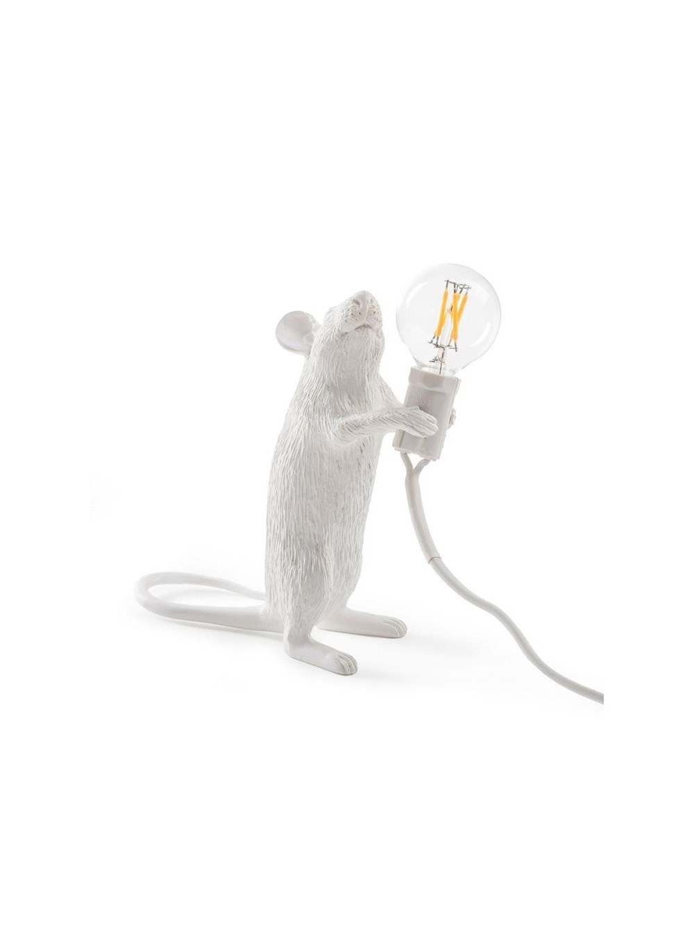LAMPE RESINE BLANCHE SOURIS DEBOUT  6X13.3 H.14.5