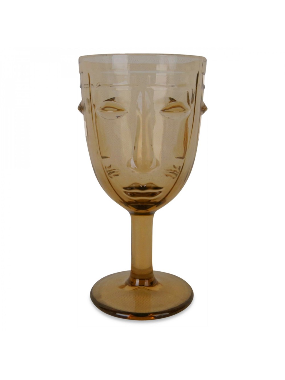 VERRE A PIED VISAGE AMBRE D.8 H.16.5 CM