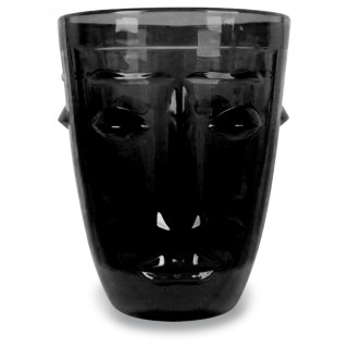 VERRE GOBELET VISAGE NOIR D.8 H.10