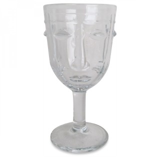 VERRE A PIED VISAGE TRANSPARENT D.8 H.16.5 CM