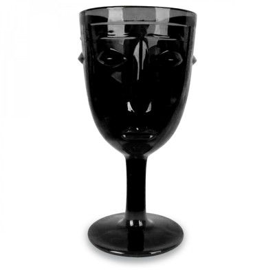 VERRE A PIED VISAGE NOIR D.8 H.16.5CM