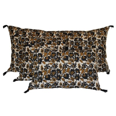 COUSSIN BOHOL 100% LIN LAVÉ - BLOCK PRINT  45X45